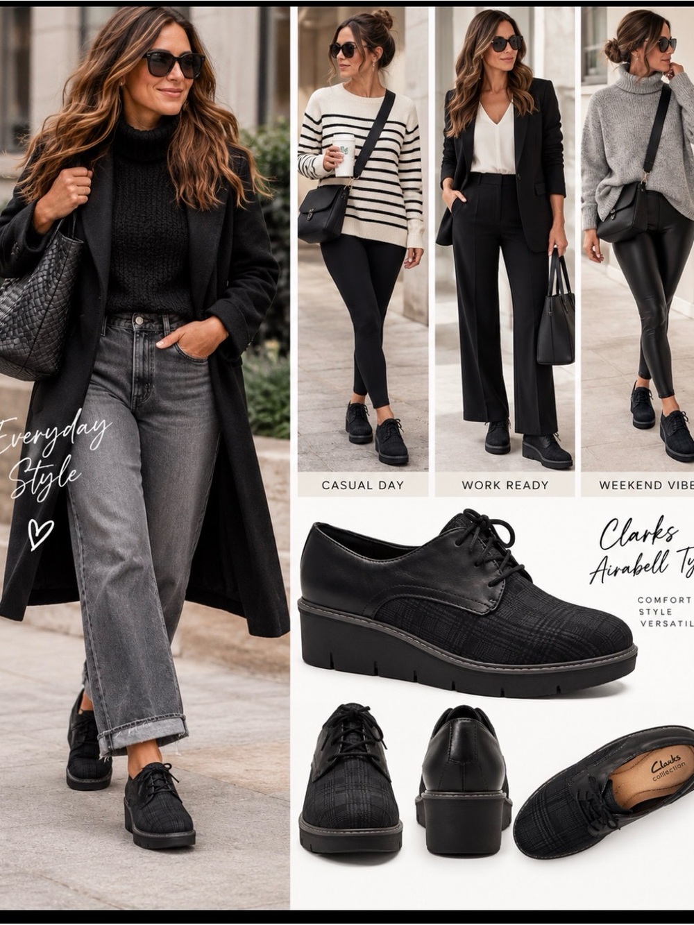 Clarks Black Airabell Lace-Up Women's Casual Boots